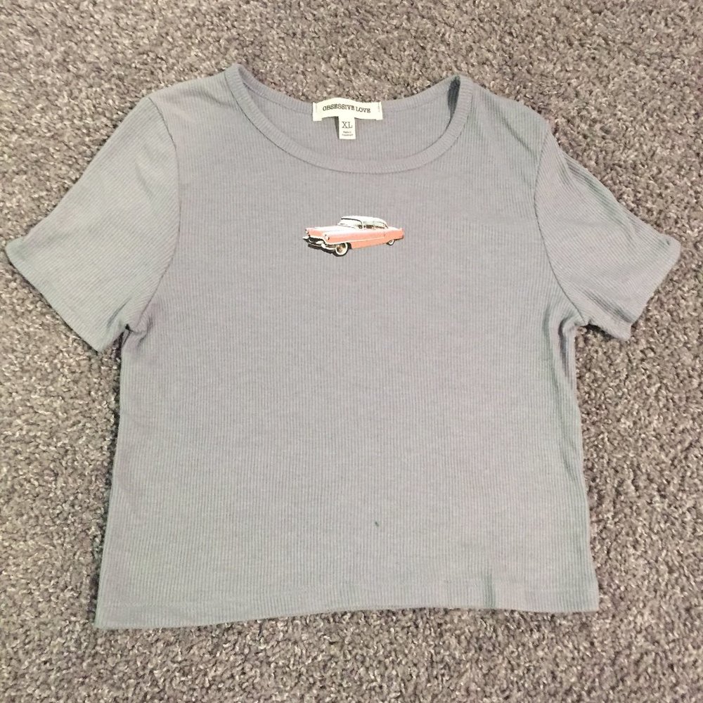 Grey, Vintage, Crop Top